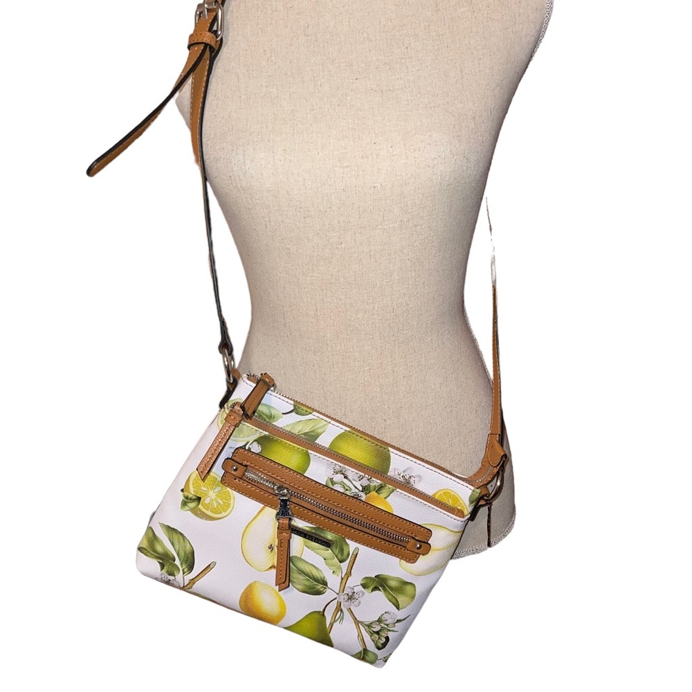 NWT Dana Buchman Lemon & Lime Crossbody Brown Strap 2 Zippered Compartments - Picture 1 of 9